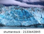 Hubbard Glacier in the morning, Alaska, United States. The Hubbard Glacier is a glacier in the State of Alaska and the Yukon Territory of Canada.  