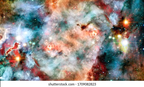 Hubble Views Galaxy And Nebula. Elements Of This Image Furnished By NASA.