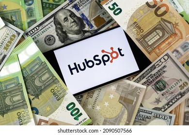 Hubspot editorial. Illustrative photo for news about Hubspot - an American developer and marketer of software products. Novosibirsk,Russia - November, 2 - 2021