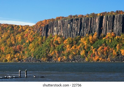 Hudson River And The Palisades In Autumn
