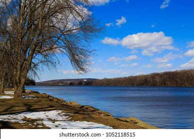 Hudson Valley Park During Daylight View North In Winter With Snow, Near Albany NY