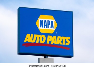 HUDSON, WI,USA - JANUARY 1, 2021: Napa Auto Parts Sign And Trademark Logo.