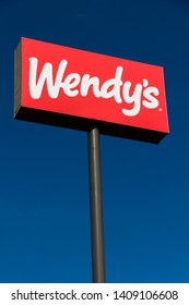 HUDSON, WI/USA - MAY 12, 2019: Wendy's Fast Food Restaurant Exterior And Sign.