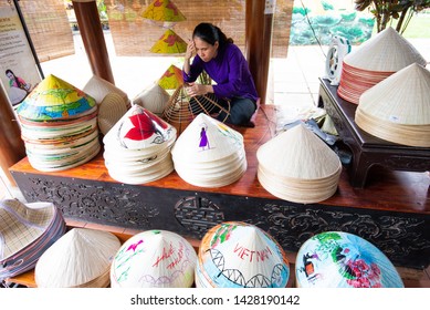 Hue, Vietnam - June 1, 2019. The Workman Decor Conical Hat To Sell To Tourists