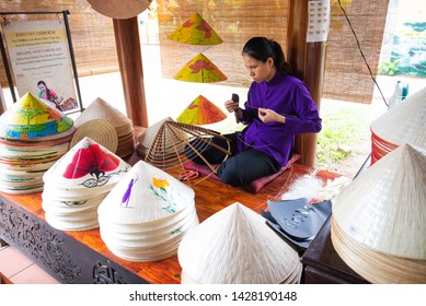 Hue, Vietnam - June 1, 2019. The Workman Decor Conical Hat To Sell To Tourists