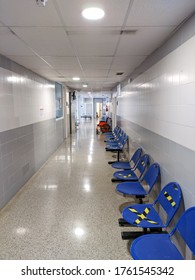 Huelva, Spain - June 16, 2020: Corridor Inside Hospital  Juan Ramon Jimenez In Huelva, Spain