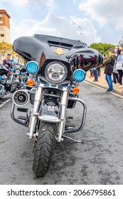 Huelva, Spain - October 30, 2021: Harley Davidson Motorcycle Of Spanish Royal Guard