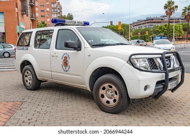 Huelva, Spain - October 30, 2021: Nissan Pathfinder From Military Police Of Spanish Royal Guard