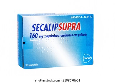 Huelva, Spain - September 8, 2022: Fenofibrate Brand Secalip Supra, Is A Medication Of The Fibrate Class Used To Treat Abnormal Blood Lipid Levels.