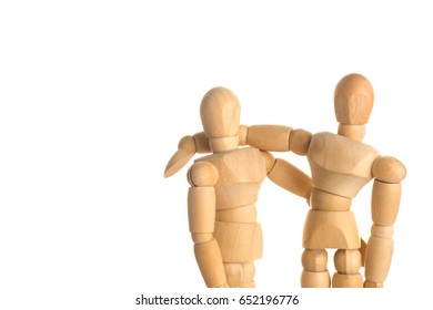 Hug Wood Mannequin Concept on isolate white background.  - Powered by Shutterstock