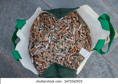 A Huge Amount Of Cigarets Butts Found By A Volunteer Crew On The Beach During A Clean Up.