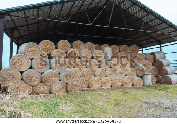 Huge Barn Storing Hay Large Bales Stock Photo Edit Now 1326454370