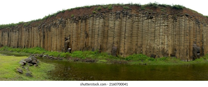 Huge Basalt Wall In Penghu Taiwan