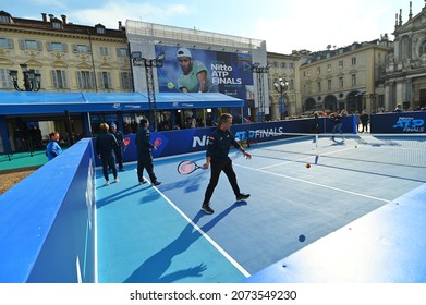 Huge Billboard And Fan Village In Main Square Welcome The Oncoming Nitto ATP Finals Tournament Turin Italy November 12 2021