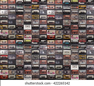 Huge collection of audio cassettes. Retro musical background - Powered by Shutterstock