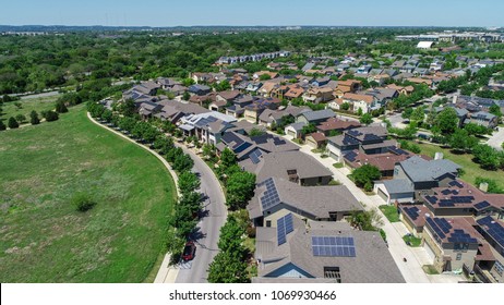 Huge community with Solar panel rooftop one the leading renewable and sustainable energy Efficiency neighborhood in east Austin, Texas the Mueller suburb is covered in rooftop solar energy