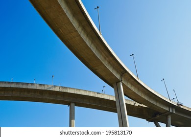 Huge elevated crossroad (Bhumibol bridge) in Bangkok, Thailand  - Shutterstock ID 195813170