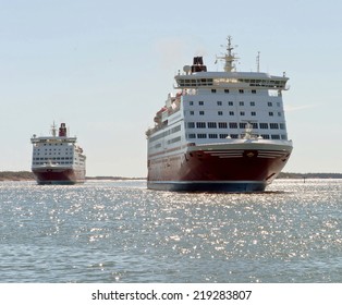 A Huge Ferries On The Way From Mariehamn (Finland) To Stockholm (Sweden)