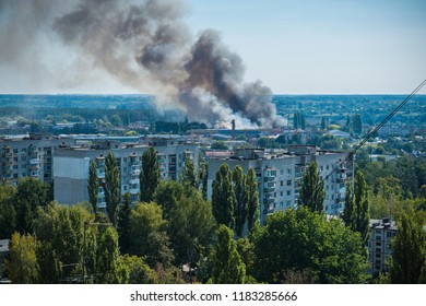 Huge Fire At A Paper Mill Inside Of The City