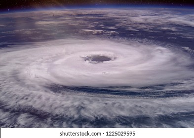 Huge Hurricane Eye. Elements Of This Image Furnished By NASA. 2018.