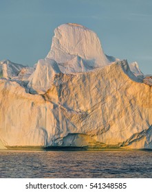 Huge icebergs of different forms in the Disko Bay, West Greenland. Their source is by the Jakobshavn glacier. This is a consequence of the phenomenon of global warming and catastrophic thawing of ice