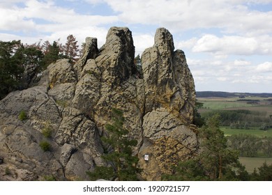 huge imposant rock formation called Hamburger Wappen, sandsonte in Harz National Park, vlose to Timmenrod, Middle of Germany, Europe