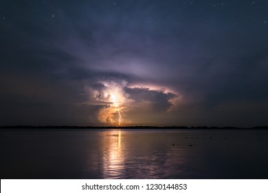 Huge Lightning In The Catatumbo Area, World's Most Active Place In Terms Of Thunderstorms. Zulia, Venezuela