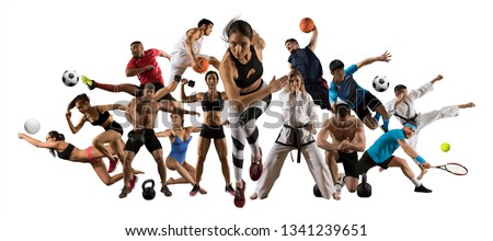 Huge multi sports collage athletics, taekwondo, tennis, karate, soccer, basketball, football, bodybuilding, etc