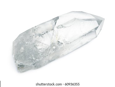 Huge Natural Quartz Crystal Isolated On White.