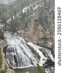 Huge Outdooor waterfall on cloudy day