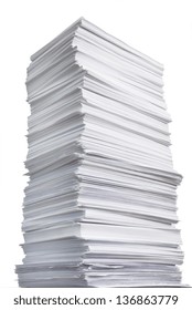 huge paper stack against the white background