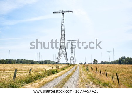 Huge parallel connected antenna for the longwave transatlantic wireless telegraphy station at Grimeton radio station outside Varberg, Sweden.