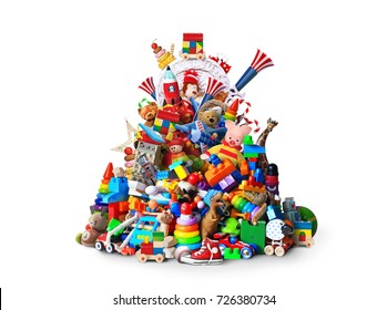 Huge pile of different and colored toys - Shutterstock ID 726380734