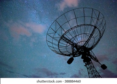 Huge Radar System In Colorful Sky