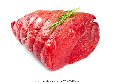 Huge Red Meat Chunk Isolated Over White Background 