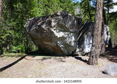 Huge Rock Split in Two in the Forest