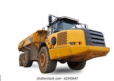 Huge Sand Dump Truck On White Background