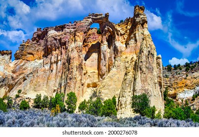 A huge sandstone rock view. Mountain sandstone rock. Mountain high sandstone rocks