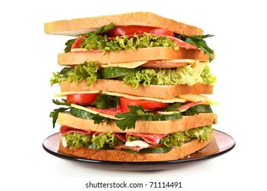 Huge Sandwich On White Background