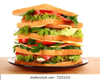 Huge Sandwich On White Background