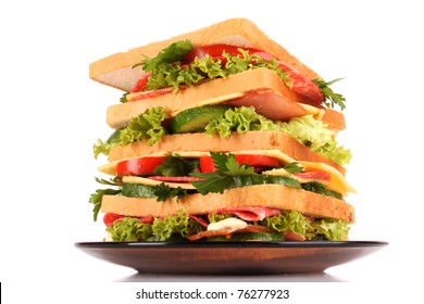 Huge Sandwich On White Background