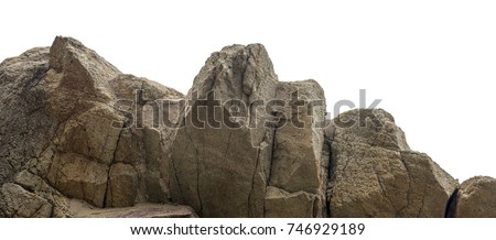 Huge stone mountain isolated on white background