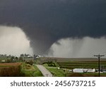 Huge tornado near Omaha, Nebraska during a tornado outbreak on April 26th, 2024. 