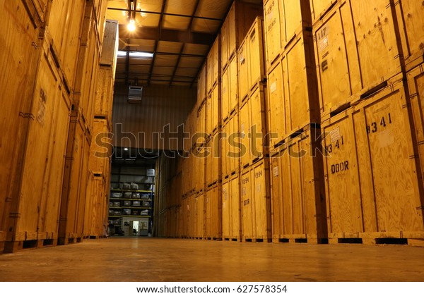 Huge Wall Wooden Crates Warehouse Stock Photo (edit Now) 627578354