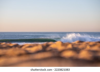 Huge Wave Breaking On A Beach With No People