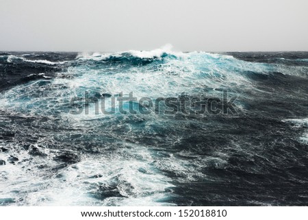 Huge Wave Crashing Down at Storming North Atlantic