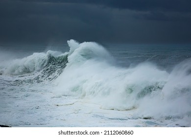 Huge Waves On The Oregon Coast Near Depoe Bay During A Winter Storm