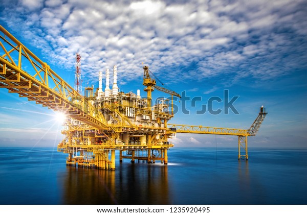 Huge Yellow Offshore Oil Rig Drilling Stock Photo (Edit Now) 1235920495