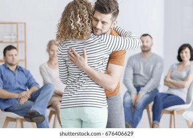 Hugging during support group meeting in rehab