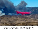 Hughes Fire near Lake Castaic, McDonnell Douglas DC 10 dropping fire retardant